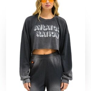 aviator nation cropped sweatshirt small